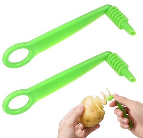 2pcs Spiral Cutter, Spiral Slicer Blade Hand Slicer Cutter for Cucumber Carrot Potato Vegetable Fruit Knife Manual Cut Veggies Spiralizer Accessories for Dining Kitchen Tool (Green)