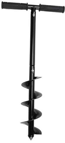 Hand Auger Post Hole Digger, Cold Rolled Steel T Shaped Garden Auger Drill Bit with Non Slip Handle Manual Earth Auger Drill for Deep Cultivating Seedlings Planting Trees