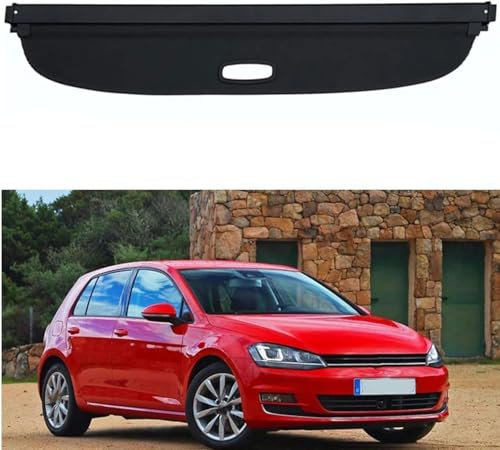 AjaxCat Auto Einziehbarer Laderaumabdeckung Kofferraum für VW Golf 7 MK7 2013-2019, Schwarz Schutz Der Privatsphäre Abdeckung Hutablage Cargo Cover, Ausziehbar Kofferraumabdeckun