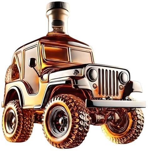 Car Shape Whiskey Decanter, Vintage Glass Liquor Bottle, 500ml Funny Truck Whiskey Bottle for Dad, Husband, Home Office Bar Decoration