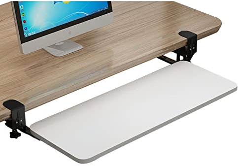 BCJMKDX Keyboard tray, Wooden Keyboard Tray Sliding Under Desk, 25Kg Load, Pull Out Keyboard Shelf, Computer Arm Support Wrist Rest(White,75x25cm(30x10Inch))