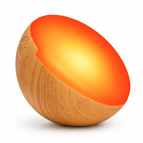 LXSINO Bernstein- und Rotlicht-Nachtlampe zur Schlafunterstützung – Bernstein (1600 K) / Rot (625 nm) – Ohne Blaulicht, stufenlos dimmbar, über 24 Stunden Laufzeit, USB-C wiederaufladbar