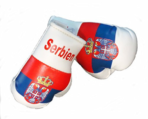 Sportfanshop24 Mini Boxhandschuhe SERBIEN, 1 Paar (2 Stück) Miniboxhandschuhe z. B. für Auto-Innenspiegel