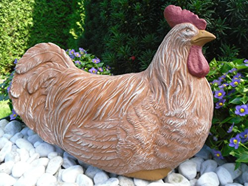 STEINFIGUREN SPICKER Steinfigur Huhn, 135/3 Gartenfigur Steinguss Tierfigur Terrakotta Patina