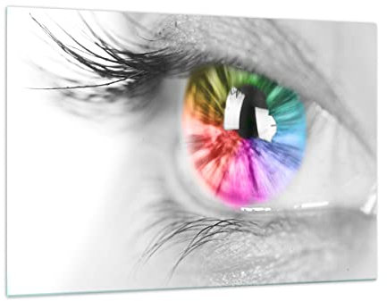 Wandbilder Dekoration Wohnzimmer Auge Regenbogen Wimper Grafik Bilder auf Glas 120x80cm Glasbild Schlafzimmer Küche Deko Wand Kunstdruck Art Groß XXL Wanddeko Bild im Glas Modern GAA120x80-2644