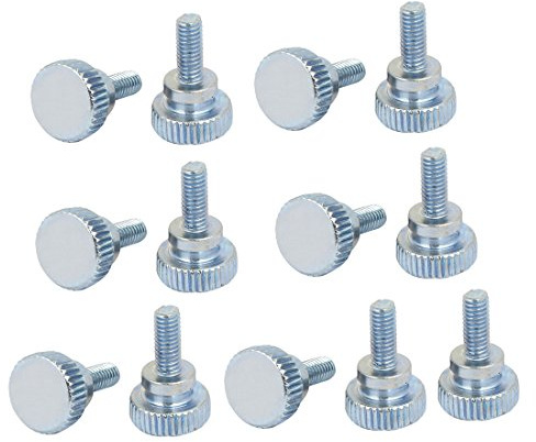 sourcingmap M4x10mm Flat Knurled Head Fully Threaded Thumb Screws Bolts Fastener 15pcs