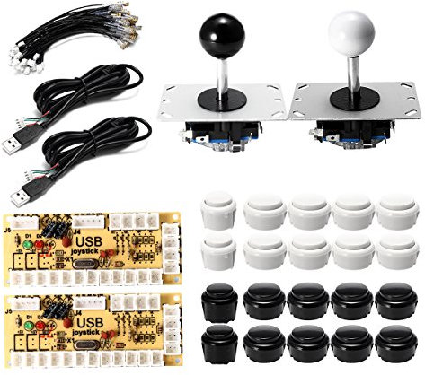 C-FUNN Schwarz Weiß Push-Taste Dual-Joystick USB-Encoder-Board DIY Set Kit Für Arcade Pc Game Controller