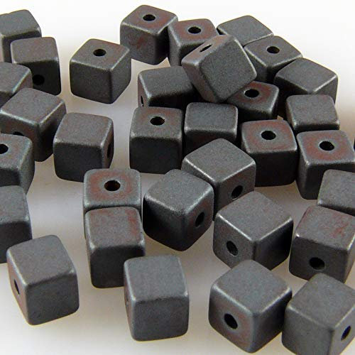 40 St. Hämatit Perlen Würfel 4mm matt Bastelperlen metallgrau zum Auffädeln -735