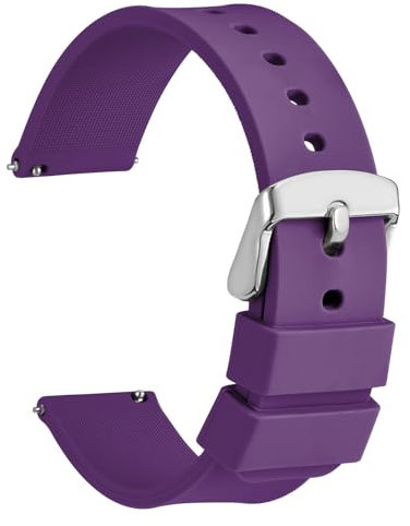 WOCCI 14mm Bracelet de Montre Silicone avec Boucle Argentée pour Femme et Homme (Violet)