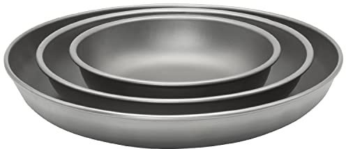 TiTo Titanium Piatto in Titanio Portatili Ultraleggere Piatti Piattino da Campeggio Esterno Stoviglie per Barbecue Escursionismo Domestico Zaino Trekking Viaggi Picnic(3 Pezzi)
