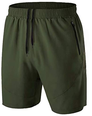 Herren Sport Shorts Kurze Hose Schnell Trocknend Sporthose Leicht mit Reißverschlusstasche(Armeegrün,EU-L/US-M)