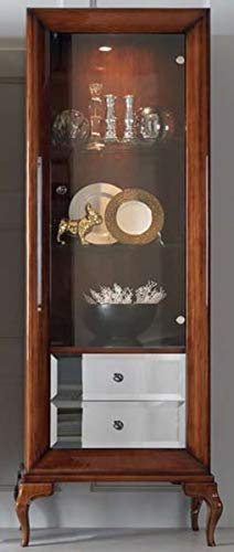 Casa Padrino Vitrine en néoprène avec porte en verre et 2 tiroirs à effet miroir Marron 76 x 42 x 200 cm