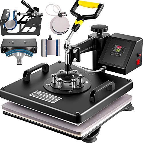 VEVOR Pressa a Caldo 5 in 1 Pressa a Caldo 38x38 cm Pressa a Trasferimento Termico 15x15 Pollici Pressa per Sublimazione per Maglietta da 15x15 Pollici per T-Shirt Trasferimento Cappello