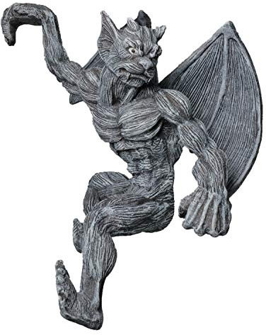 BELLA HAUS DESIGN Gargouille suspendue pour clôture - Décoration murale extérieure - Statue de jardin détaillée à suspendre - Gargouille d'escalade gothique de 30,5 cm pour terrasse, porche, clôture