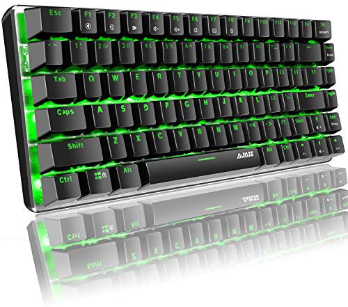 Hoopond Tastiera meccanica, AK33, con retroilluminazione a LED, verde, tastiera meccanica da gioco, 82 tasti, tastiera meccanica compatta da gioco con tasti anti-ghosting per giocatori, dattilografi
