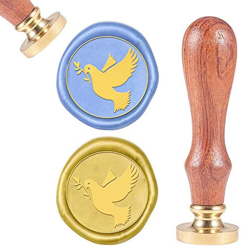 craspire Wachs Siegel Stempel Vogel Vintage Siegel Wachs Tier Wachs Siegel Taube 25mm Abnehmbarer Messingkopf Naturholzgriff Für Umschlag Einladung Verschönerung Geschenkpaket Dekoration