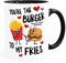 Moonworks® Kaffee-Tasse You're the burger to my fries Geschenk Liebe Valentinstag Jahrestag Geburtstag Inner-Schwarz Keramik-Tasse
