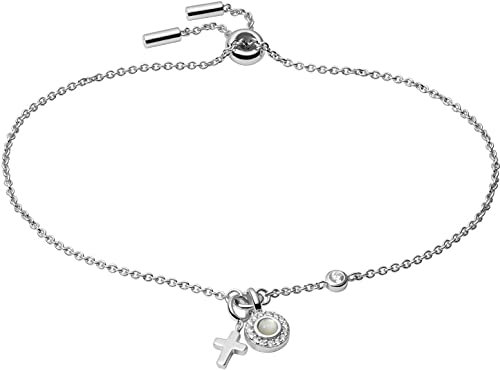 FOSSIL Damen Gliederarmband Little Charms Perlmutt Sterlingsilber, JFS00538040