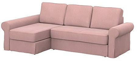 Soferia Kompatible Ersatzbezug fur BACKABRO 2er-Sofa mit Recamiere, Stoff Majestic Velvet Blush Pink (FLECKENABWEISEND und WASSERABWEISEND), Rosa
