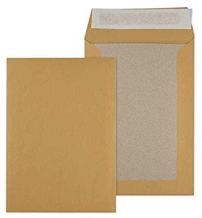 MASHPAPER braune Papprückwandtaschen DIN B5, ohne Fenster | 176 x 250 mm | 50 Stück, stabile Umschläge braun 90 g/qm (Vorderseite) / Graupappe 450 g/qm (Rückseite), mit Haftstreifen, 103416