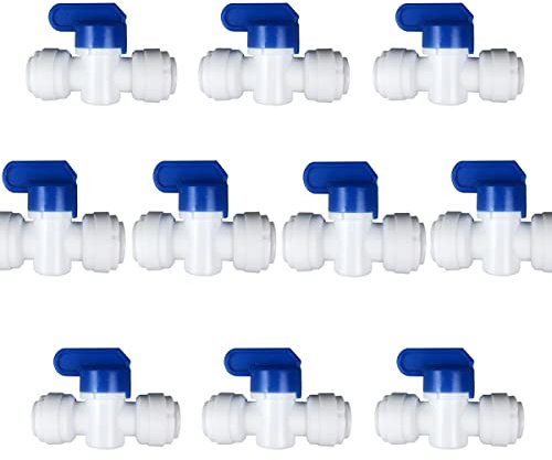 XINWOO Schlauch-Schnellverbinder, 0,95 cm T-Absperrventile, Armaturen, Schalter für Wasserreiniger, Umkehrosmoseanlage, 10 Stück