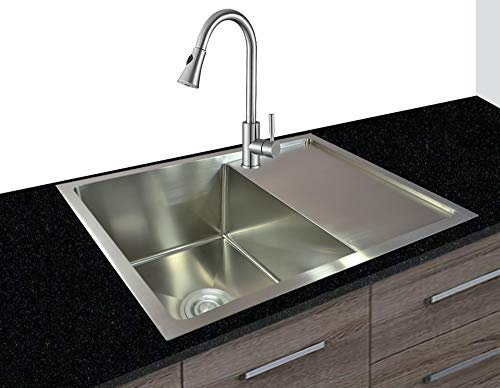 Omeere 65x50x22 Einbauspüle Edelstahl 304-0,8 mm,Spüle Küchenspüle,eckig,SpülbeckenKüchenbecken 1 Becken,Unterbau