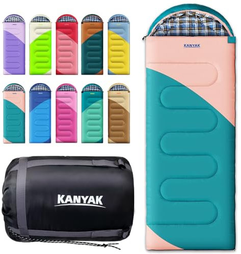 KANYAK Camping-Schlafsack, 0 °C Schlafsäcke für Erwachsene, Kinder, Teenager, kaltes Wetter, Warmer Schlafsack Winter für 3–4 Jahreszeiten, Camping, Campingausrüstung, Reisen und Outdoor