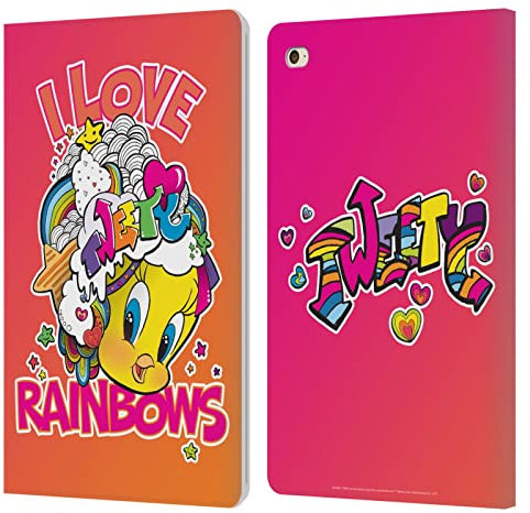 Head Case Designs Licenciado Oficialmente Looney Tunes I Love Rainbow Patrones Carcasa de Cuero Tipo Libro Compatible con Apple iPad Mini 4