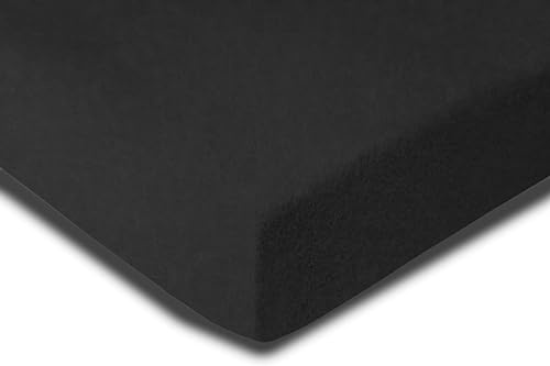 one-home Winter Spannbettlaken Flausch Warm Thermo Fleece Weich Bettlaken Spannbetttücher, Größe:180x200 cm - 200x220 cm Boxspringbett, Farbe:schwarz