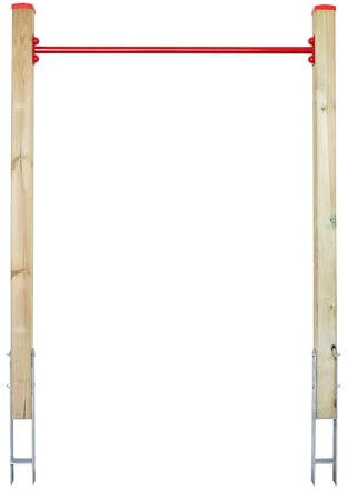 ELYFLAIR® - Reckstange Garten - Höhenverstellbares Reck aus druckimprägniertem Holz - Gartenspielgerät mit einem sicheren Halt in der Erde - Turnreck Kinder - Rot