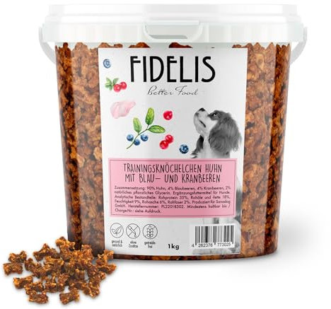Trainingsknöchelchen Huhn mit Blaubeeren und Kranbeeren (1kg-Eimer)