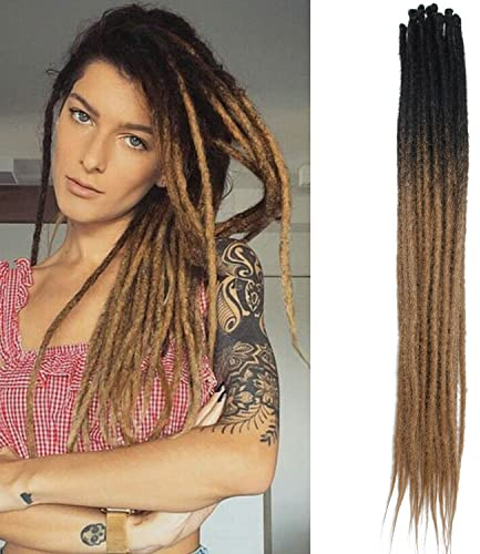Thin 0.6cm Synthetic Dreadlock Extensions Handmade 24Inch 20 Strands Crochet Hair Long Crochet Braids Hip-Hop Style Soft Dreads Hair Extensions