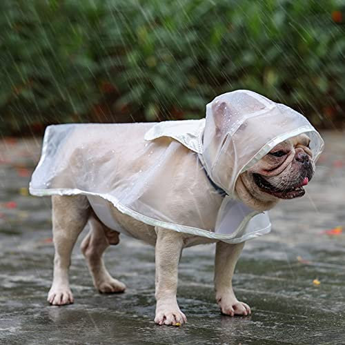 Edoxus Hunderegenmantel Haustier Verstellbar Regenjacke mit Kapuze Transparent Wasserdicht Hundejacke Eva Poncho für Kleine Mittlere Hunde, L