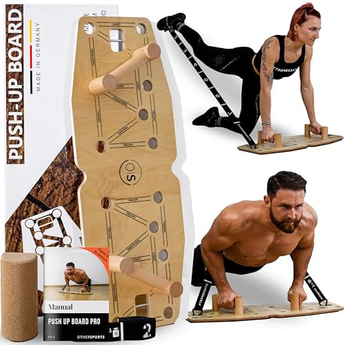 OTHERSPORTS Liegestütze Brett Pro – Push up Board Brust Trainingsgerät für Muskelaufbau – Effektive Alternative für Liegestützgriffe (mit Halbrolle)