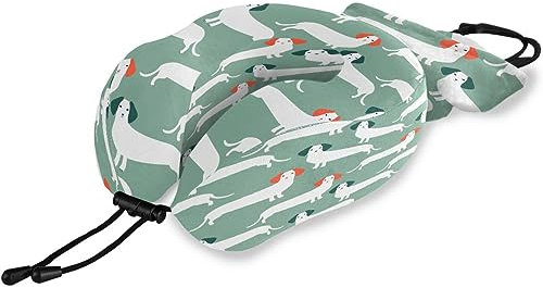 HMZXZ Reisekissen Tier Hund Dackel-Muster, Memory Foam Nackenkissen Stützkissen,Weich Nackenstützkissen für Camping,Schlafrestkissen,Auto,Flugzeug