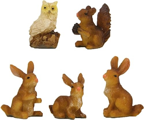 FADEDA 5X Tierset Waldtiere/Höhe:4 cm/handbemalt/detailgetreue Krippen Figuren - Weihnachten Tisch Dekoration Krippe Zubehör