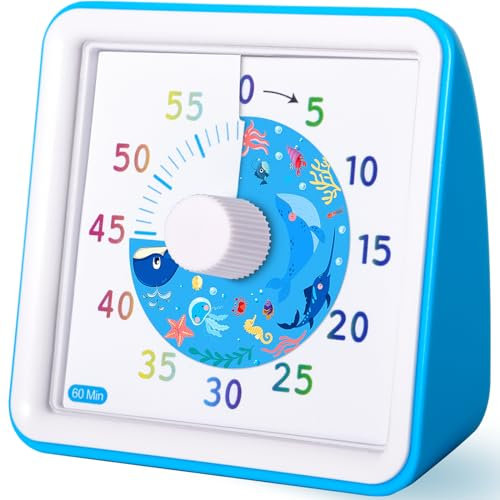ZLPBAO Temporizador Visual, Emporizador Cronometro Cuenta Regresiva de 60 Minutos, Ajuste Rapido, Ajuste Volumen, Movimiento Silencioso, Herramienta de Gestión del Tiempo para Niños y Adultos