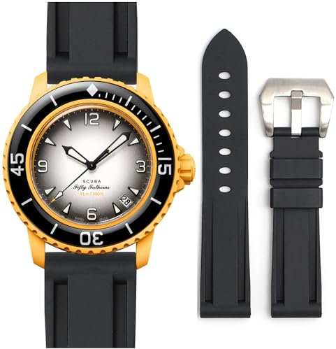 Stanchev Armband für Blancpain X Swatch, 22 mm, weiches Gummi, wasserdicht, Ersatzband für Swatch Blancpain Fifty Fathoms für Herren und Damen, mit Werkzeugset zum Anbringen und Entfernen, 22 mm