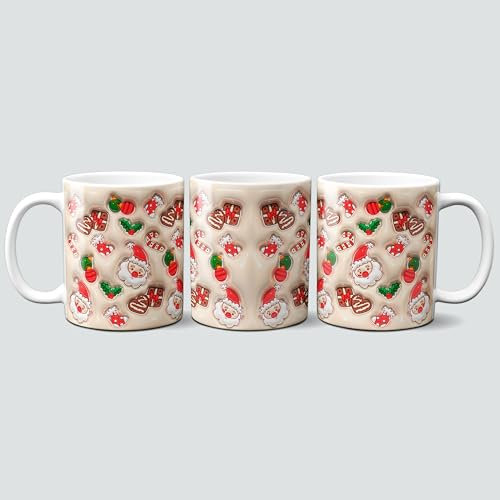 online-hut - Tasse - Kaffeebecher - Weihnachtstasse - Weihnachten - 3D Design - Pralinen/Zuckerstangen/Weihnachtsmann - 3D-W06