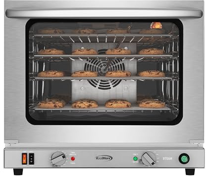 KoolMore 23 in. Commercial Countertop Convection Oven for Half-Size Pans with 4 Racks 2800W of Power and Steam Injection, 240V in Stainless-Steel, ETL Listed for Safety and Sanitation (KM-CTCO-23STI)