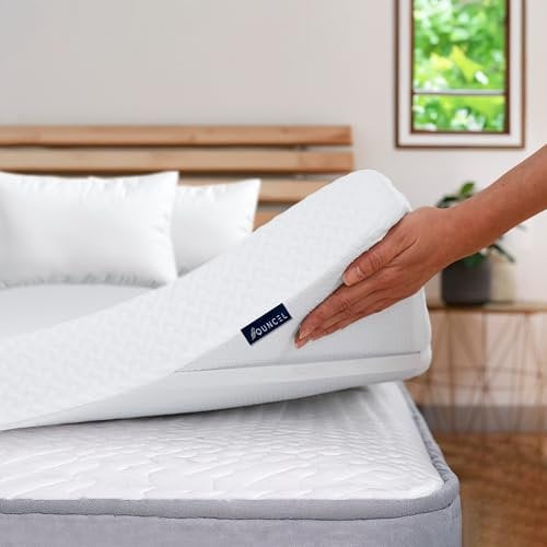 QUNCEL® Topper Viscoelástico Gel Premium 135x190 | 7cm | Alivio Tensión Muscular | Alta Densidad | Hipoalergénico | Sobrecolchon Anti-Estrés, Topper Viscoelástico 135x190