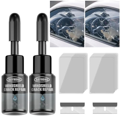 Iaolose Windshield Crack Repair Kit, Cracks Gone Glass Kit Automotive Windscreen Tool for Fixing Chips, Glass Repair Kit Windshield for Fixing Chips, Cracks, Bulls-Eye and Star-Shape Cack (2 Set)