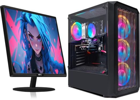 STGsivir Basic Gaming PC Bundle, AMD Ryzen 3 3200G 3.6GHz, 16GB DDR4 RAM, 512GB SSD, 600M WiFi, BT 5.0, Windows 11, 22 Monitor, Gaming Computer Desktop