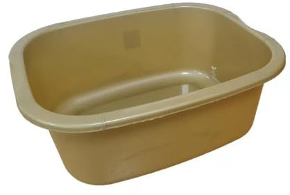TRTO 1Pcs Gold Colour 11 Litres Washing Up Bowl Rectangular Plastic Multi-Purpose Basin Mixing Sink Portable Wash Basin, Plastic Kitchen Sink Tidy Organisers