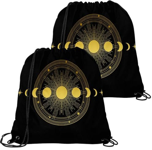 VAPOKF Turnbeutel mit Kordelzug, Turnbeutel aus Polyethylen, große Schnur, Schwimmtrainer-Tasche, personalisierbar, für Schule, Fitnessstudio, Sport, Reisen, Sonne, Mond, Umlaufbahnen und Sterne, 2