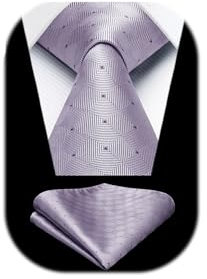 Enlision Cravatta da Uomo Plaid Righe Viola Cravatta e Fazzoletto Set Classico Elegante Cravatte da Matrimonio Business Partito,Viola