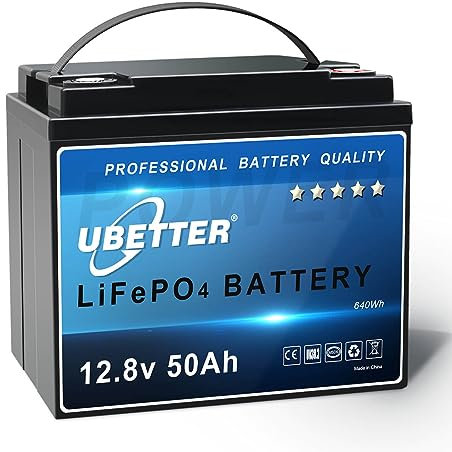 UBETTER 12V 50Ah LiFePO4 Batterie, 12V Lithiumbatterie mit 50A BMS, Max. 640Wh mit 4000+ Zyklen Deep Cycle, Unterstützung in Serie/Parallel, perfekt für Innen und Außen, Solarstromanlagen, RV, Camper