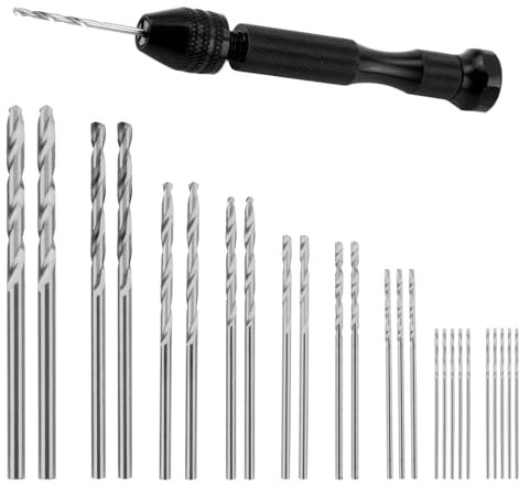 26PCS Hand Drill Bit Set with Precision Pin Vise Drill (0.5-3mm) Mini Hand Drill Tool Twist Drill Bits for Delicate Manual Work, Electronic Assembling and Model Making, Woodworking Jewelry DIY
