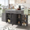 Huayz Isla de cocina independiente con encimera plegable, armario de cocina, carrito de cocina con 5 ruedas, con estante y 2 cajones, para comedor 129 × 71 × 91,5 cm (gris)