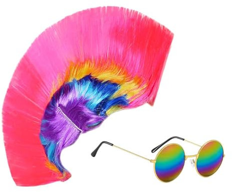 GTYHH 1 Punk-Perücke Und 1 Bunte Sonnenbrille, Party-Perücken, Cosplay-Requisiten, Lustige Perücken, Maskerade-Zubehör